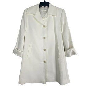 Banana Republic Doublelure Coat Ivory Off White Medium Vtg 03 Satin‎ Cuff Cotton